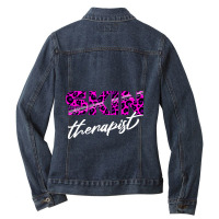 Skin Therapist Leopard Skin Care Cosmetology Esthe Ladies Denim Jacket | Artistshot