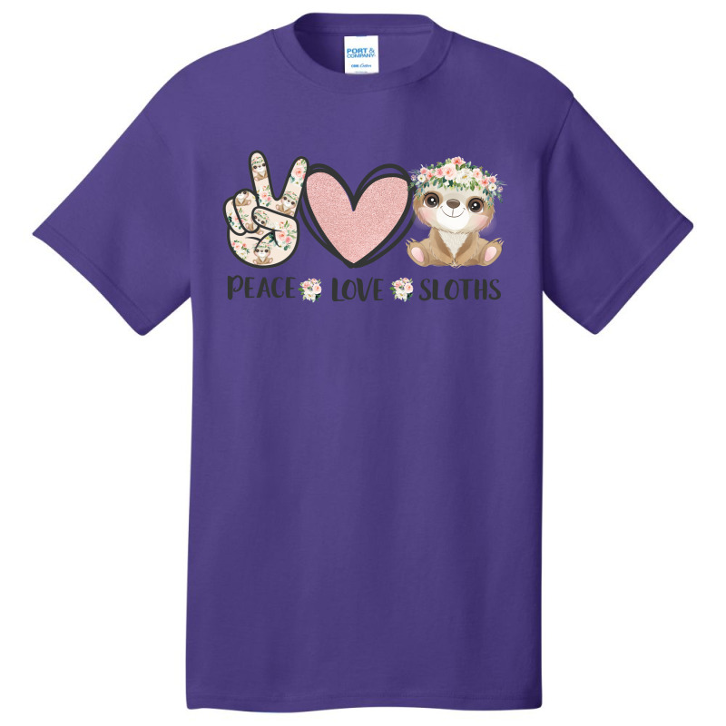 Peace Love Sloths Basic T-shirt | Artistshot