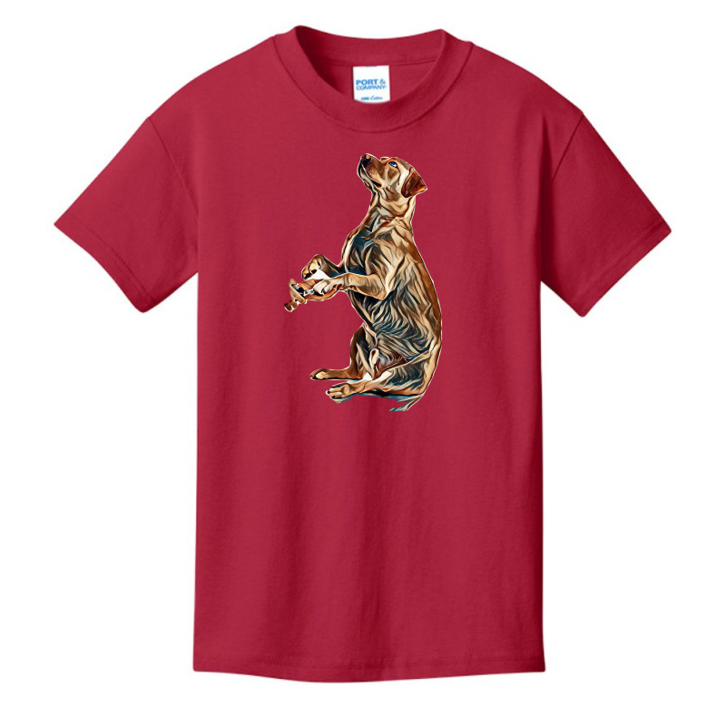 Cute Labrador Retriever Dog Giving Paw To Owner On White Background Basic Youth T-shirt by Kemnabi | Artistshot