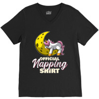 Sleeping Unicorn Nap Time Official Napping V-neck Tee | Artistshot