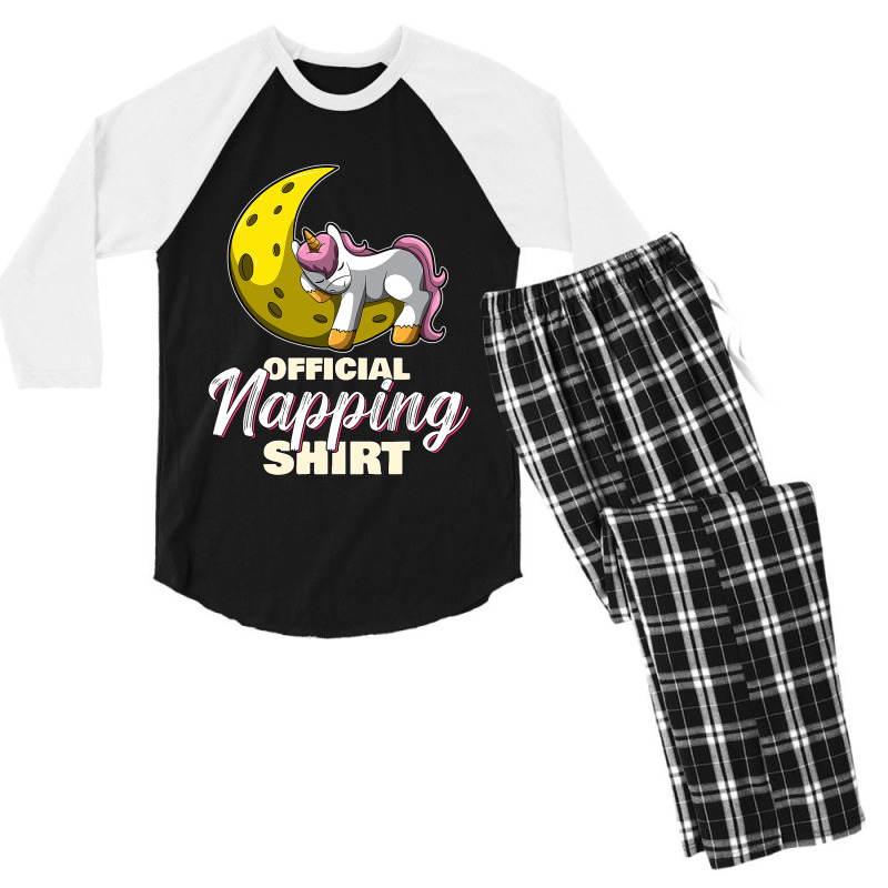 Sleeping Unicorn Nap Time Official Napping Men's 3/4 Sleeve Pajama Set by ClementePare | Artistshot