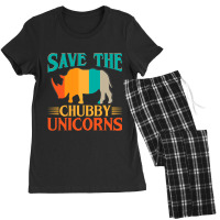 Save The Chubby Unicorn Funny Fat Rhino Animal Rig Women's Pajamas Set | Artistshot