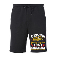 School Bus Driver Vintage Driving Is My Love Langu Fleece Short | Artistshot