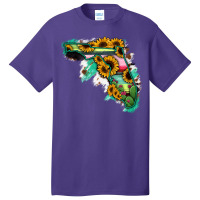 Florida Map Sunflower Cactus Serape Basic T-shirt | Artistshot