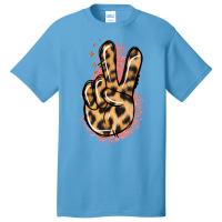 Pink Glitter Leopard Peace Sign Basic T-shirt | Artistshot