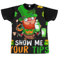 Show Me Your Tips Cute Patricks Day Boy Bartender  Graphic T-shirt | Artistshot