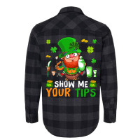 Show Me Your Tips Cute Patricks Day Boy Bartender  Flannel Shirt | Artistshot