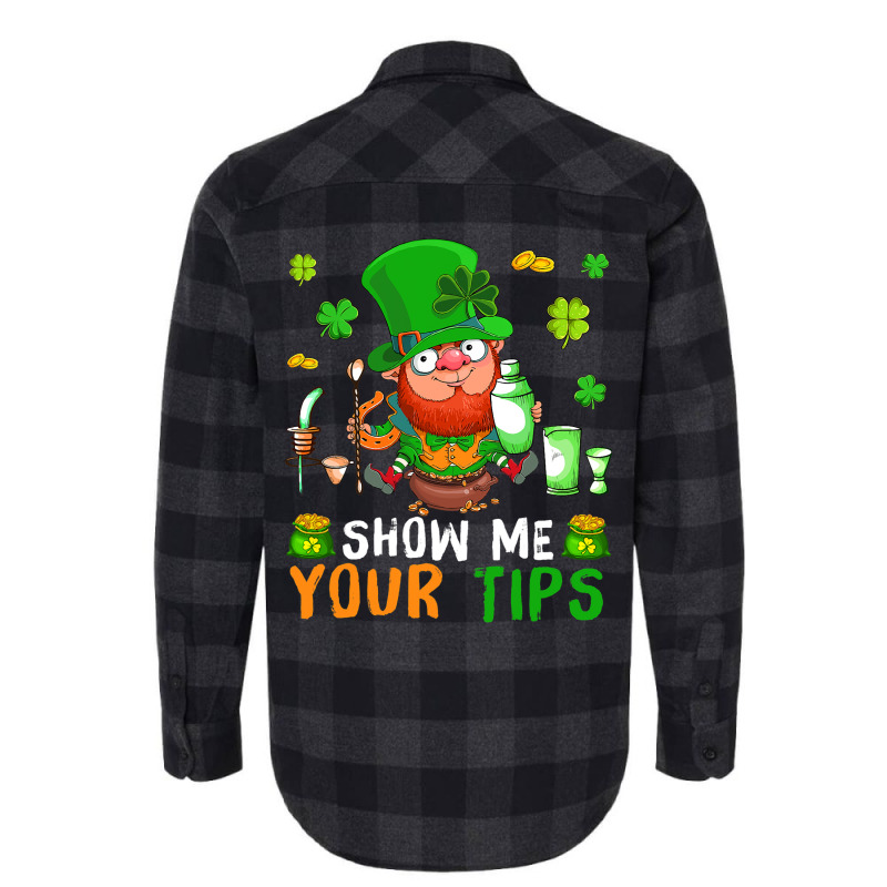 Show Me Your Tips Cute Patricks Day Boy Bartender  Flannel Shirt | Artistshot