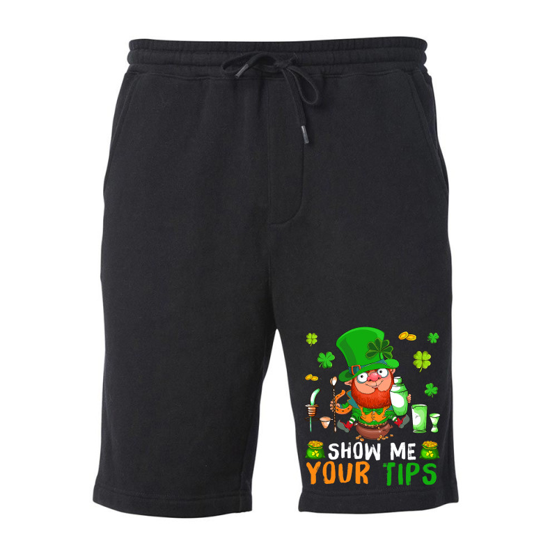 Show Me Your Tips Cute Patricks Day Boy Bartender  Fleece Short | Artistshot