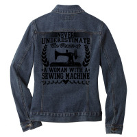 Sewing The Power Of A Woman With A Machine 66 Quil Ladies Denim Jacket | Artistshot