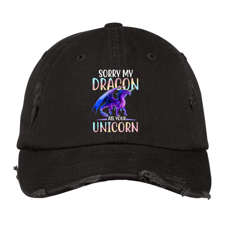 Sorry My Dragon Ate Your Unicorn Vintage Cap by RebeccaBradi | Artistshot