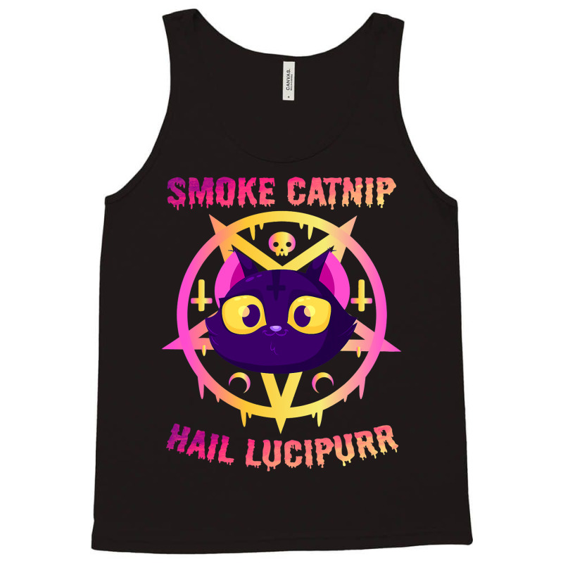 Smoke Catnip Hail Lucipurr Funny Satanic Cat Kitty Tank Top | Artistshot