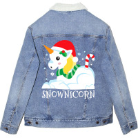 Snownicorn Unicorn Funny Cute Winter Girl Christma Unisex Sherpa-lined Denim Jacket | Artistshot