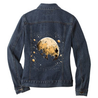 Space Astronaut Alien Arm Wrestling Astronomy Spac Ladies Denim Jacket | Artistshot