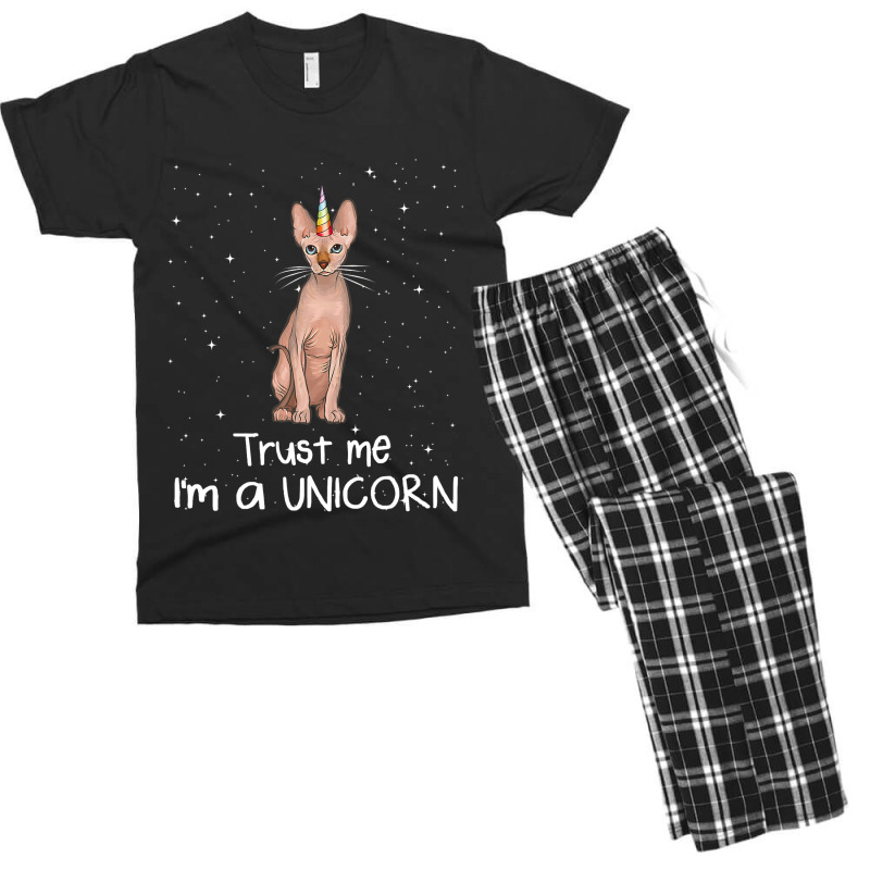 Sphynx Trust Me Im A Unicorn Funny Cat Men's T-shirt Pajama Set by TamariGinter | Artistshot