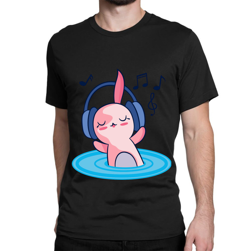 Cute Axolotl Listening To Music Classic T-shirt by HUMBERTO CORRAL | Artistshot