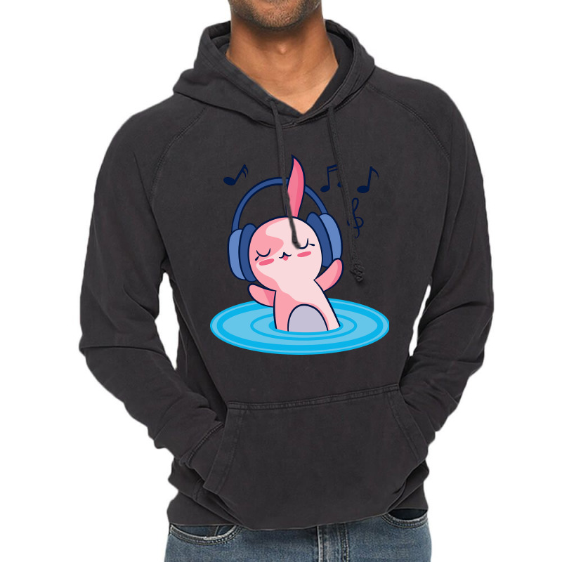 Cute Axolotl Listening To Music Vintage Hoodie by HUMBERTO CORRAL | Artistshot