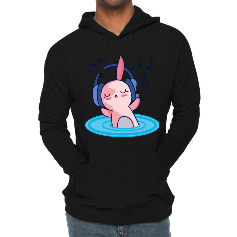 Cute Axolotl Listening To Music Lightweight Hoodie by HUMBERTO CORRAL | Artistshot