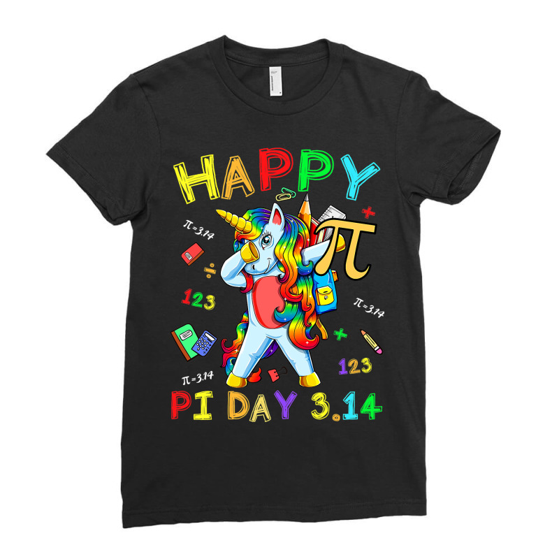 Pi Funny Dabbing Unicorn 3 14 Happy Pi Day Men Wom Ladies Fitted T-Shirt by KamariSalisbur | Artistshot