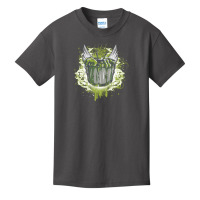 A Monster That’s Coming Out A Drum Set On A Vibrant Green Background Basic Youth T-shirt | Artistshot