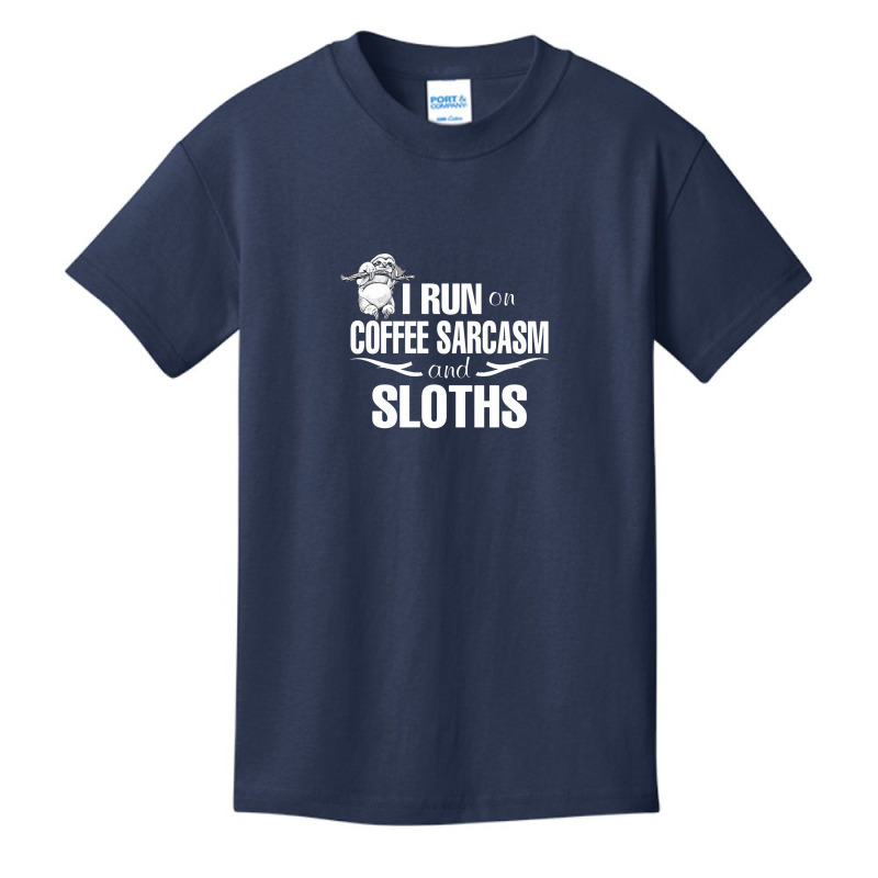 I Run On Coffee Sarcasm   Sloths Basic Youth T-shirt by hoainv | Artistshot