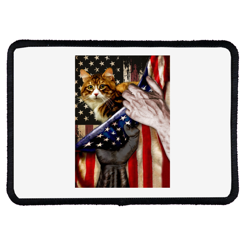 Independence Day Cat American Flag Rectangle Patch | Artistshot