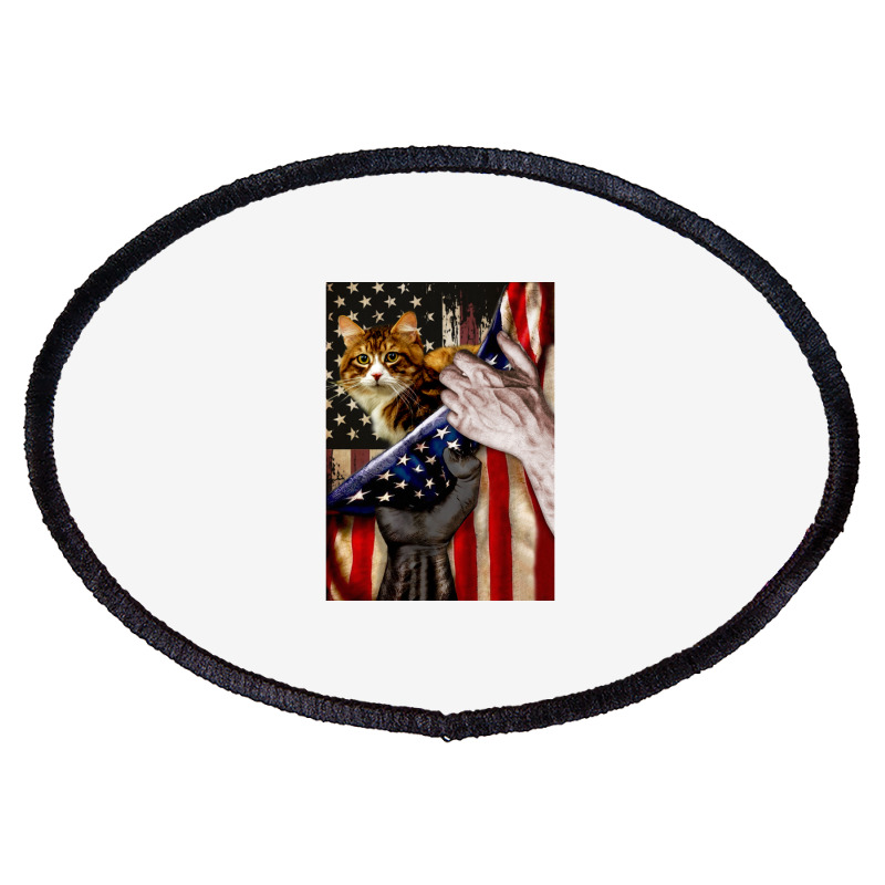 Independence Day Cat American Flag Oval Patch | Artistshot