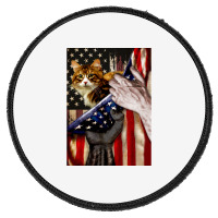 Independence Day Cat American Flag Round Patch | Artistshot