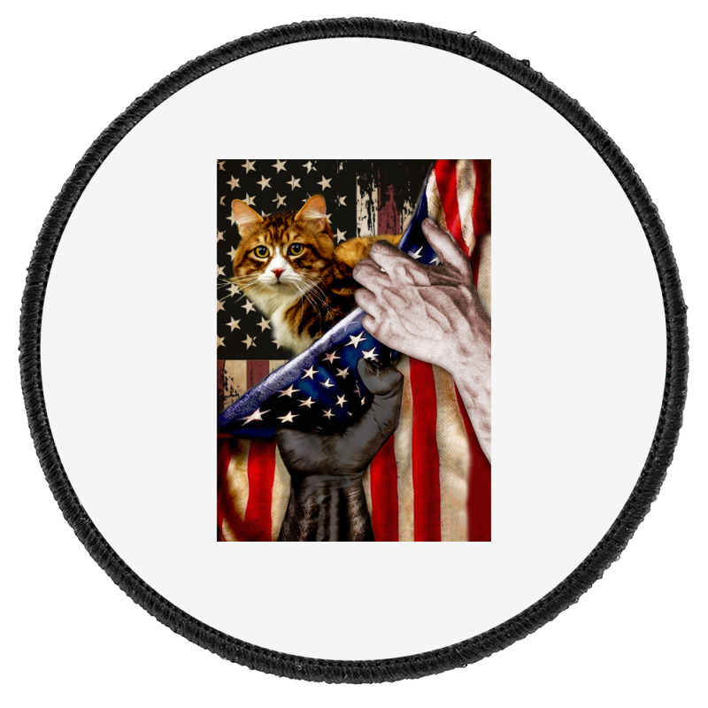 Independence Day Cat American Flag Round Patch | Artistshot