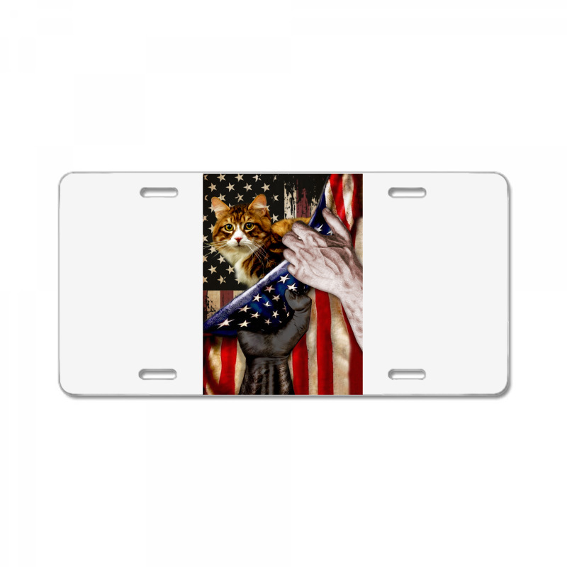 Independence Day Cat American Flag License Plate | Artistshot