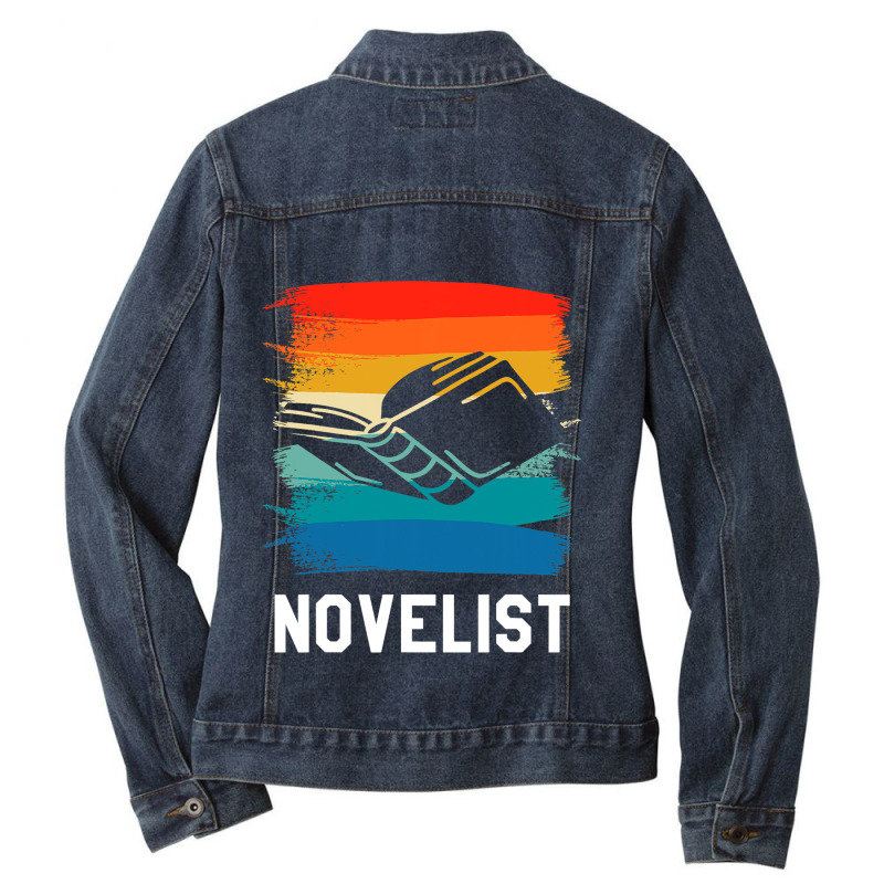 Retro Vintage Novelist Novel Author 2 Ladies Denim Jacket by CharleaPeguer | Artistshot