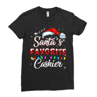 Santa Favorite Cashier Christmas Funny Santa Hat X Ladies Fitted T-shirt | Artistshot