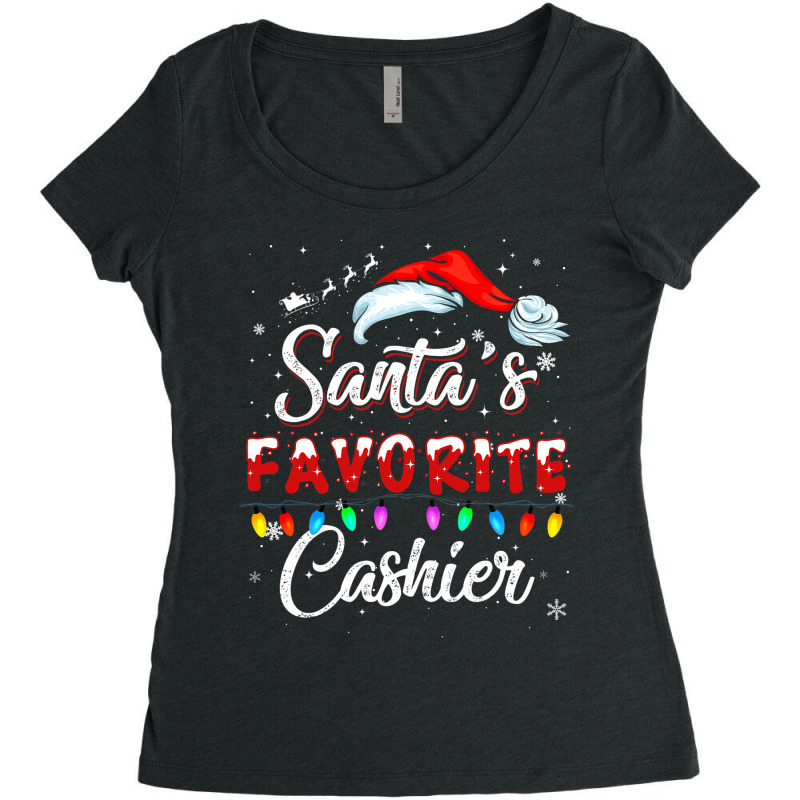 Santa Favorite Cashier Christmas Funny Santa Hat X Women's Triblend Scoop T-shirt by MarkFletche | Artistshot