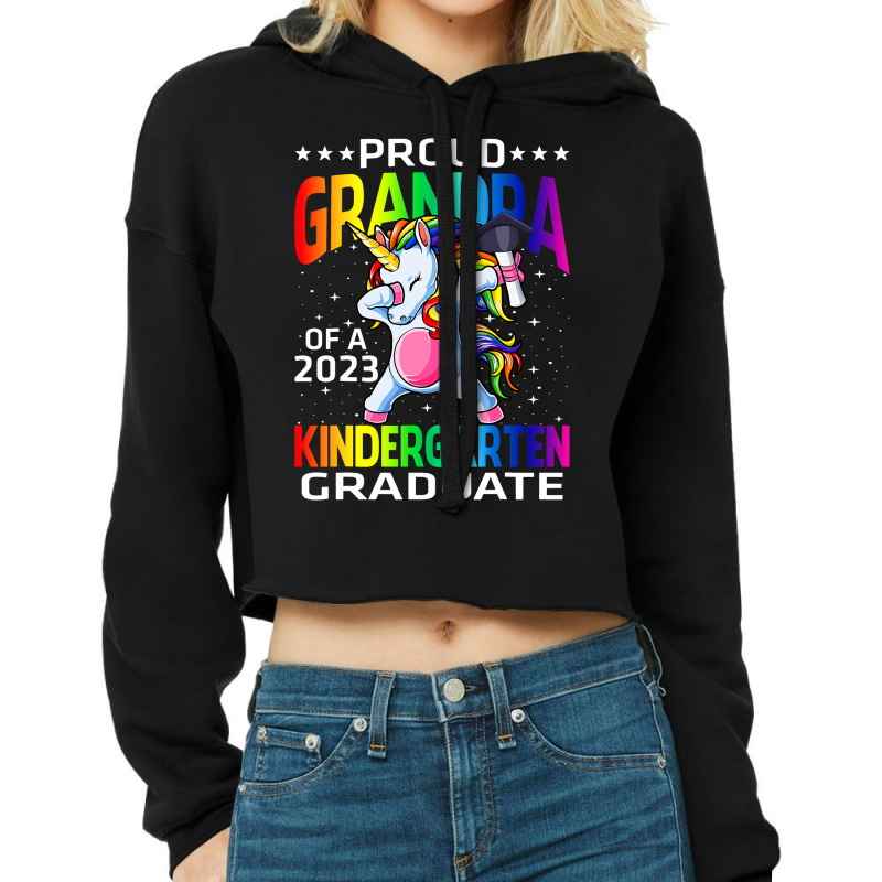 Proud Grandpa Of A Kindergarten Graduate Unicorn Cropped Hoodie by MaximilianoMonroe | Artistshot