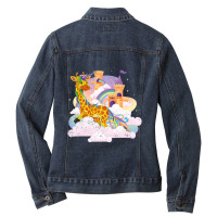 Rainbow Magical Girafficorn Africa Animal Giraffe  Ladies Denim Jacket | Artistshot