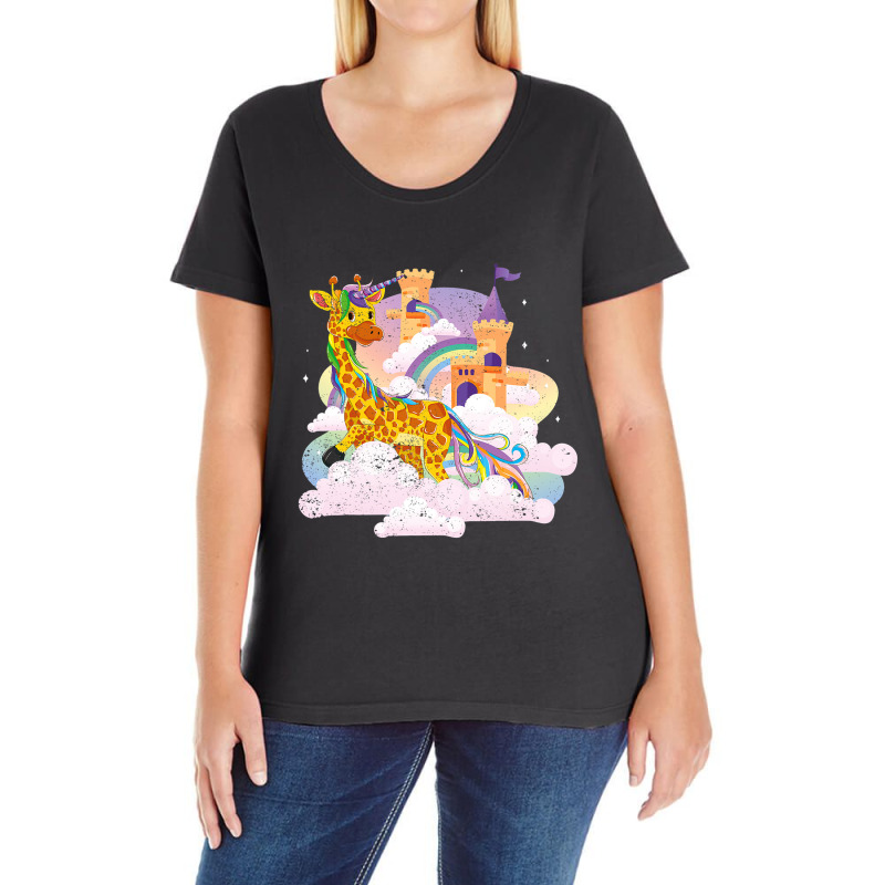 Rainbow Magical Girafficorn Africa Animal Giraffe  Ladies Curvy T-Shirt by NouraMetcalf | Artistshot