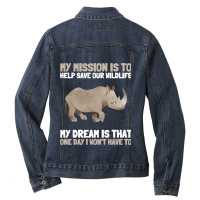 Rhinoceros Rhino Rhinocerotidae Unicorn Horn Prese Ladies Denim Jacket | Artistshot