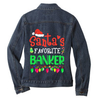 Santas Favorite Banker Christmas Santa Claus Ladies Denim Jacket | Artistshot