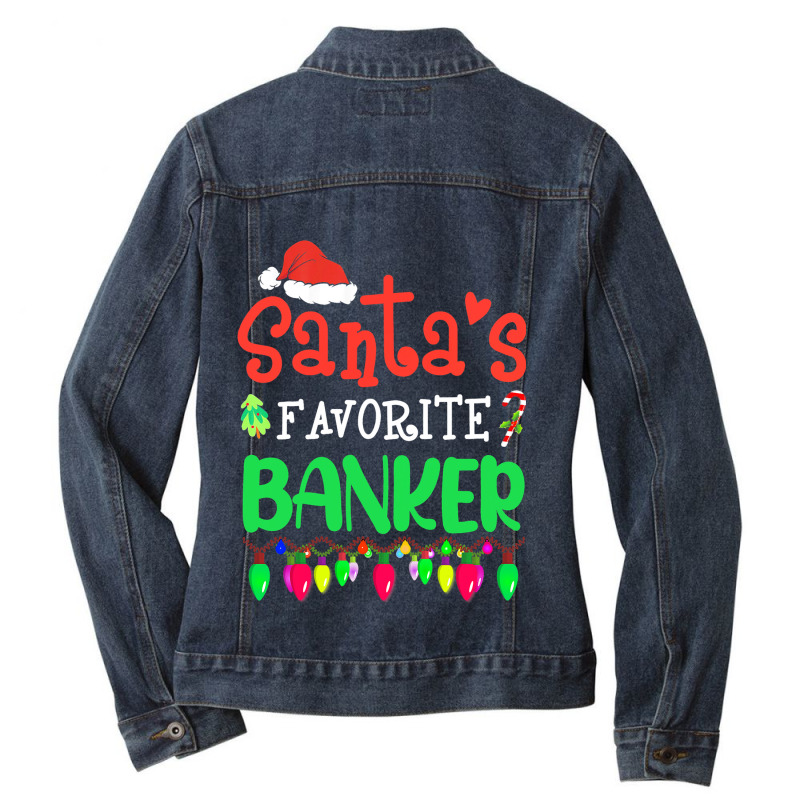 Santas Favorite Banker Christmas Santa Claus Ladies Denim Jacket by GiovayPool | Artistshot