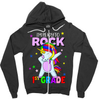 Rock 1st Grade Dabbing Unicorn Girls Back To Schoo Zipper Hoodie | Artistshot