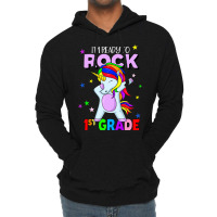 Rock 1st Grade Dabbing Unicorn Girls Back To Schoo Lightweight Hoodie | Artistshot