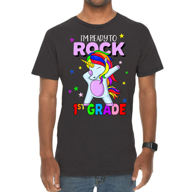 Rock 1st Grade Dabbing Unicorn Girls Back To Schoo Vintage T-Shirt by AlicenHewlett | Artistshot