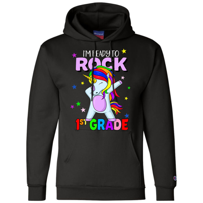 Rock 1st Grade Dabbing Unicorn Girls Back To Schoo Champion Hoodie by AlicenHewlett | Artistshot