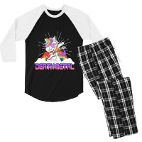 Rock Music Deat Metal Metal Unicorn Musician Guita Men's 3/4 Sleeve Pajama Set | Artistshot