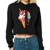 Rainbow Unicorn Ice Cream Cropped Hoodie | Artistshot