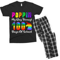 Poppin My Way Through 100 Days Of School Unicorn P Men's T-shirt Pajama Set | Artistshot