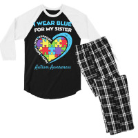 Autism Sister T  Shirt Autism Sister T  Shirt Men's 3/4 Sleeve Pajama Set | Artistshot