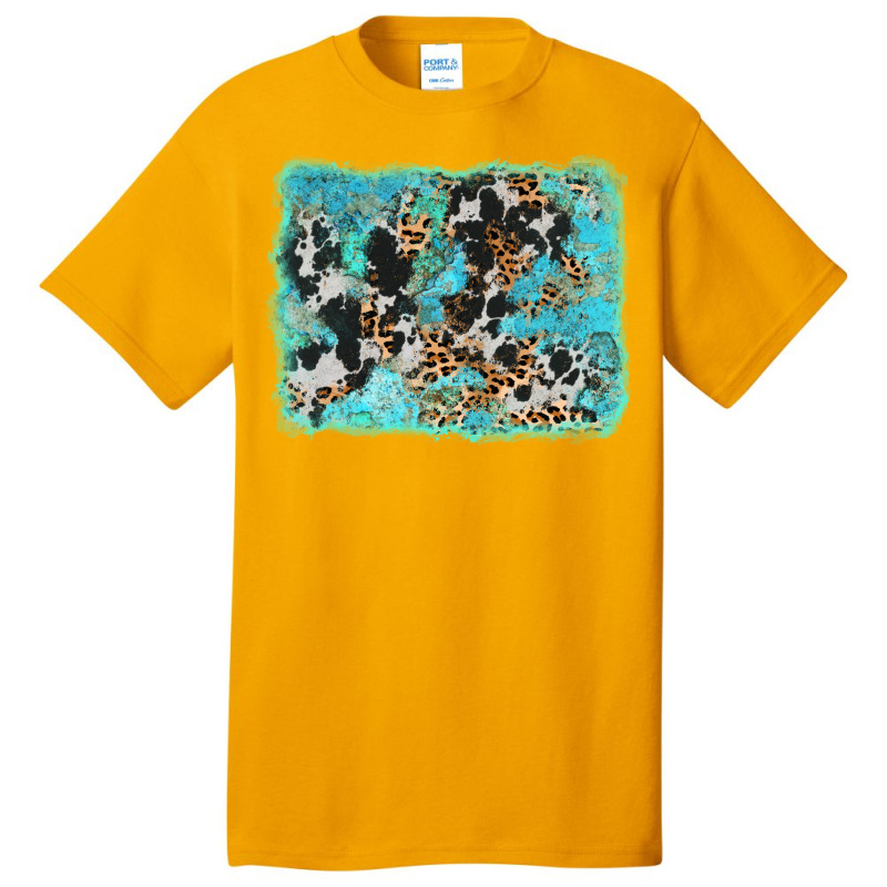 Turquoise Cowhide Leopard Background Basic T-shirt | Artistshot