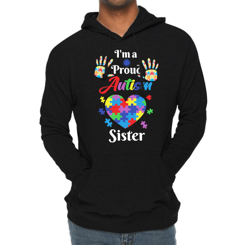 Autism Sister T  Shirt Proud Autism Sister Gift T  Shirt Lightweight Hoodie by abigayle98988 | Artistshot