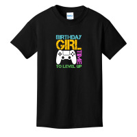 Birthday Girl Time To Level Up Funny Retro Video Gamer T-shirt Basic Youth T-shirt | Artistshot